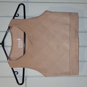Smartwool Ribbed Crop Tank Bra in Light Beige